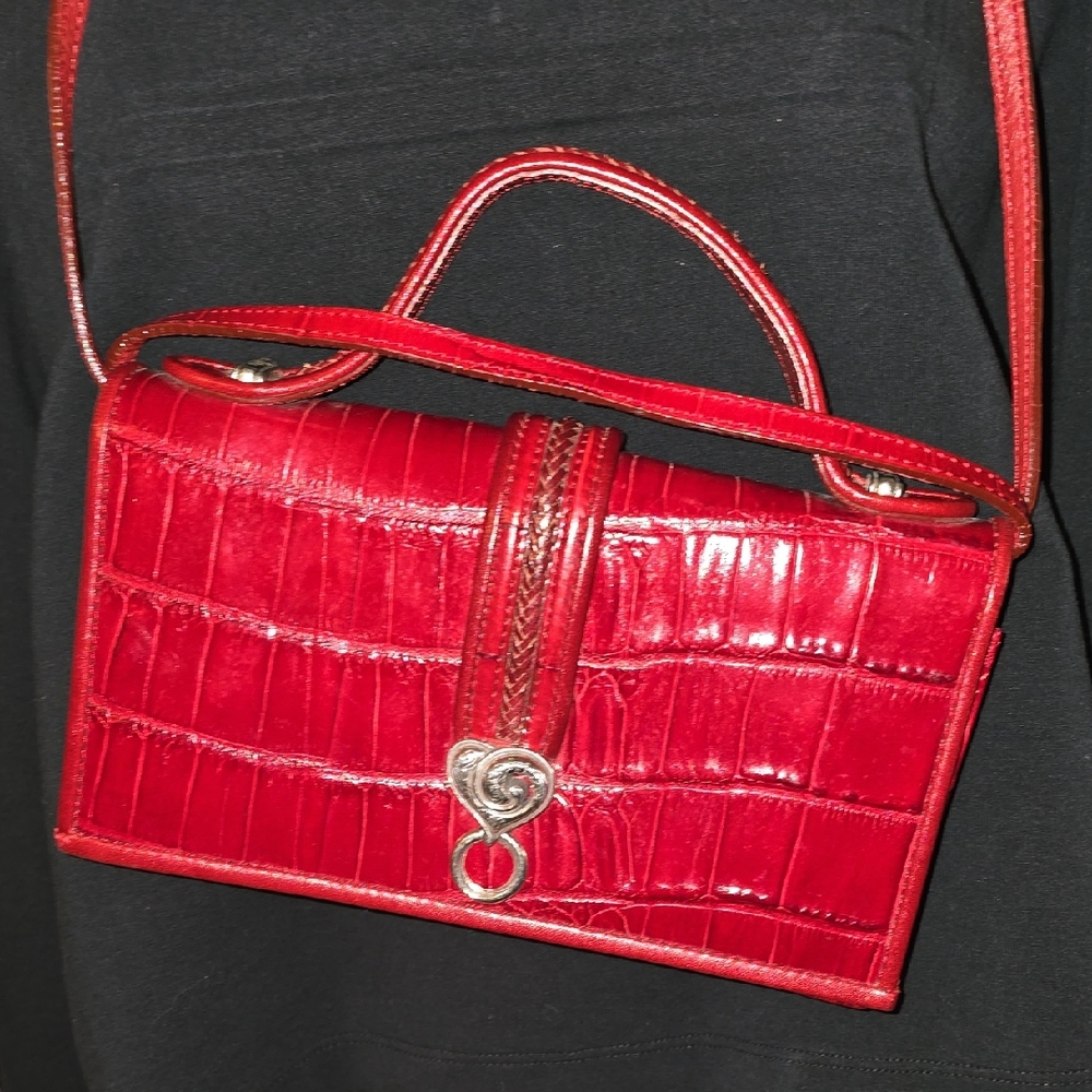 Beautuful Brighton Red Crossbody Bag with Crocodile Texture